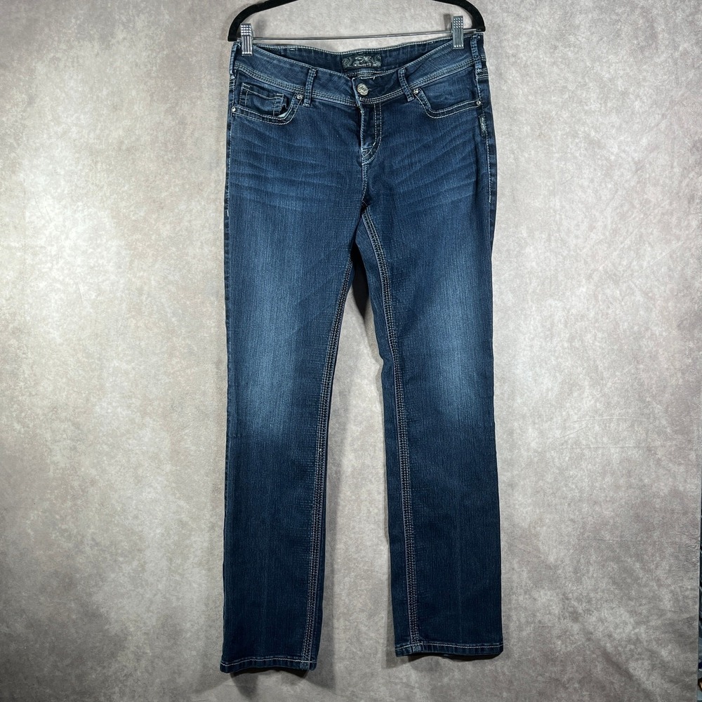 Silver Jeans Co. Suki Straight Jeans Womens Size 32 Blue Dark Wash Denim Casual